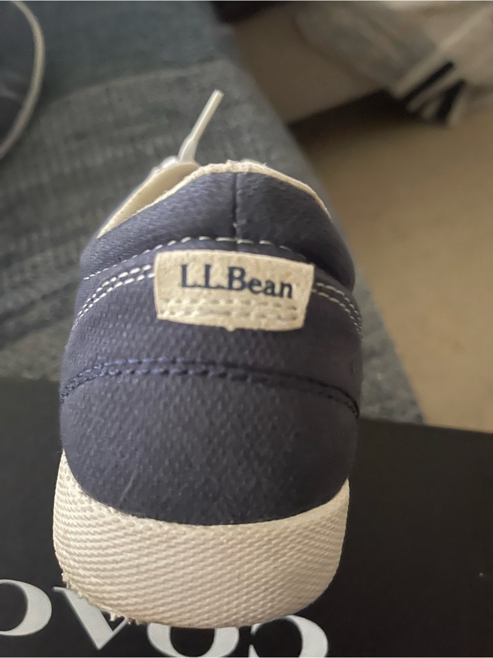 L.L. Bean Kids Navy Canvas Slip-On Sneaker with White Sole